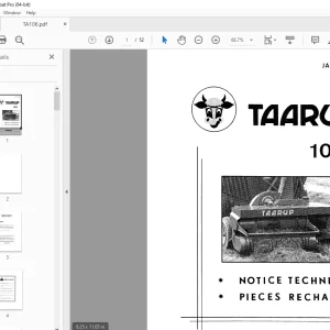 Taarup 106 Forage Harvester Parts Manual - PDF DOWNLOAD