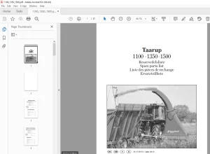 Taarup 1100 1350 1500 Forage Harvester Parts Manual - PDF DOWNLOAD