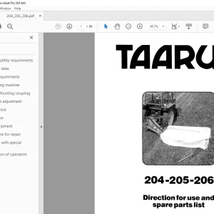 Taarup 204 205 206 Mower Parts Manual - PDF DOWNLOAD