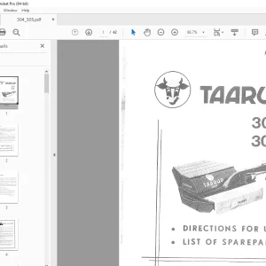 Taarup 304 305 Mower Parts Manual - PDF DOWNLOAD