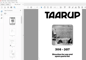 Taarup 306 307 Mower Parts Manual - PDF DOWNLOAD