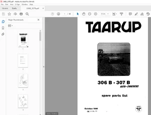Taarup 306 B 307 B Mower Parts Manual - PDF DOWNLOAD