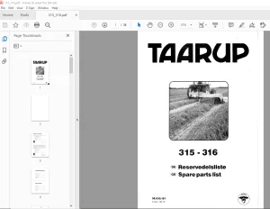 Taarup 315 316 Mower Parts Manual - PDF DOWNLOAD