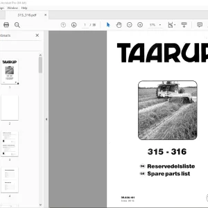 Taarup 315 316 Mower Parts Manual - PDF DOWNLOAD