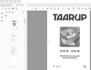 Taarup 315R 316R Mower Parts Manual - PDF DOWNLOAD