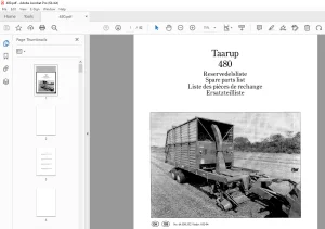 Taarup 480 Loader wagon Parts Manual - PDF DOWNLOAD