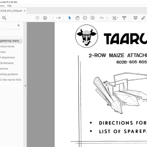 Taarup 602 605 605B Forage Harvester Parts Manual - PDF DOWNLOAD