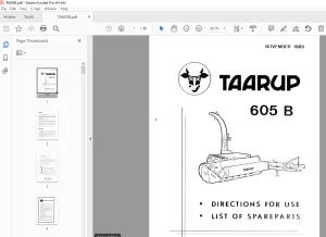 Taarup 605 B Forage Harvester Parts Manual - PDF DOWNLOAD