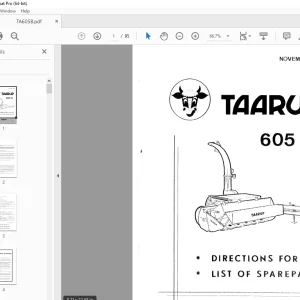 Taarup 605 B Forage Harvester Parts Manual - PDF DOWNLOAD