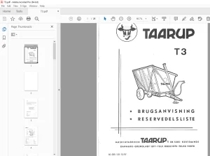 Taarup T3 Loader wagon BRUGSANVISNING RESERVEDELSLISTE - PDF DOWNLOAD