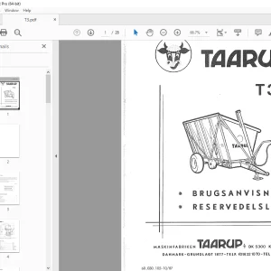 Taarup T3 Loader wagon BRUGSANVISNING RESERVEDELSLISTE - PDF DOWNLOAD