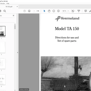 Taarup TA 150 Forage Harvester Parts Manual - PDF DOWNLOAD