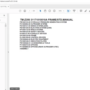 Tadano Crane TM-Z350 31171010010A FRAME/STD,MANUAL Parts Manual - PDF DOWNLOAD
