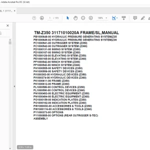 Tadano Crane TM-Z350 31171010020A FRAME/SL,MANUAL Parts Manual - PDF DOWNLOAD