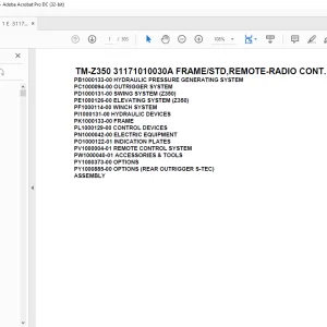 Tadano Crane TM-Z350 31171010030A FRAMESTD,REMOTE-RADIO CONT.Parts Manual - PDF DOWNLOAD