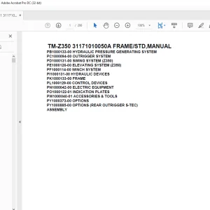 Tadano Crane TM-Z350 31171010050A FRAME/STD,MANUAL Parts Manual - PDF DOWNLOAD