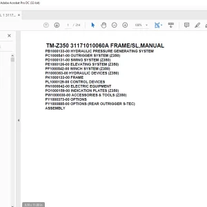 Tadano Crane TM-Z350 31171010060A FRAME/SL,MANUAL Parts Manual - PDF DOWNLOAD