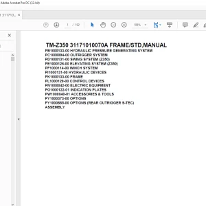 Tadano Crane TM-Z350 31171010070A FRAME/STD,MANUAL Parts Manual - PDF DOWNLOAD
