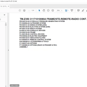 Tadano Crane TM-Z350 31171010080A FRAMESTD,REMOTE-RADIO CONT. Parts Manual - PDF DOWNLOAD