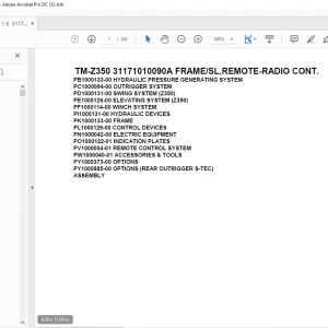 Tadano Crane TM-Z350 31171010090A FRAME/SL,REMOTE-RADIO CONT.Parts Manual - PDF DOWNLOAD