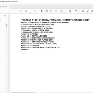 Tadano Crane TM-Z350 31171010100A FRAME/SL,REMOTE-RADIO CONT.Parts Manual - PDF DOWNLOAD