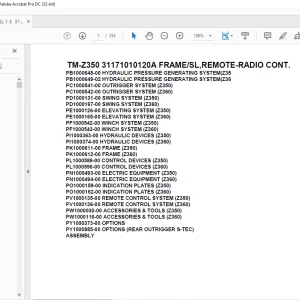 Tadano Crane TM-Z350 31171010120A FRAMESL,REMOTE-RADIO CONT.Parts Manual - PDF DOWNLOAD