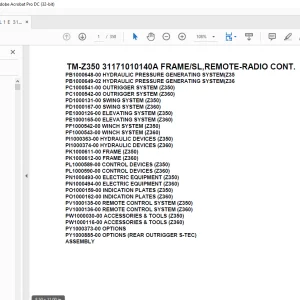 Tadano Crane TM-Z350 31171010140A FRAME/SL,REMOTE-RADIO CONT.Parts Manual - PDF DOWNLOAD