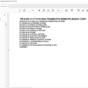 Tadano Crane TM-Z350 31171010150A FRAMESTD,REMOTE-RADIO CONT. Parts Manual - PDF DOWNLOAD