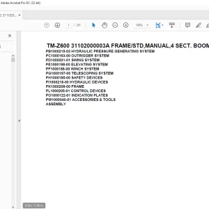 Tadano Crane TM-Z600 31102000003A FRAME/STD,MANUAL,4 SECT. BOOM Parts Manual - PDF DOWNLOAD