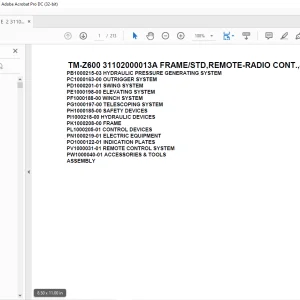 Tadano Crane TM-Z600 31102000013A FRAMESTD,REMOTE-RADIO CONT.,4 BOOM Parts Manual - PDF