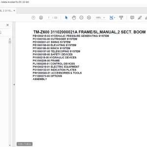 Tadano Crane TM-Z600 31102000021A FRAME/SL,MANUAL,2 SECT. BOOM Parts Manual -PDF DOWNLOAD
