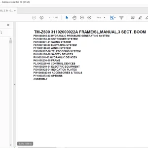 Tadano Crane TM-Z600 31102000022A FRAMESL,MANUAL,3 SECT. BOOM Parts Manual - PDF DOWNLOAD