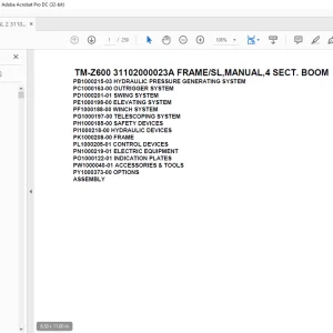 Tadano Crane TM-Z600 31102000023A FRAMESL,MANUAL,4 SECT. BOOM Parts Manual - PDF DOWNLOAD