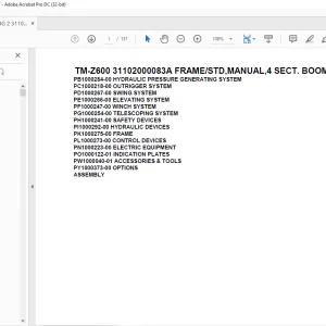Tadano Crane TM-Z600 31102000083A FRAME/STD,MANUAL,4 SECT. BOOM Parts Manual - PDF DOWNLOAD