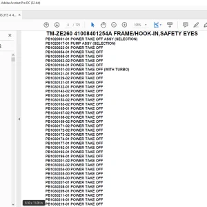 Tadano Crane TM-ZE260 41008401254A FRAME/HOOK-IN,SAFETY EYES Parts Manual -PDF DOWNLOAD