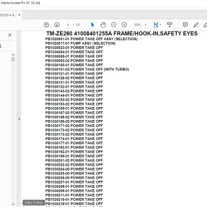 Tadano Crane TM-ZE260 41008401255A FRAME/HOOK-IN,SAFETY EYES Parts Manual - PDF DOWNLOAD