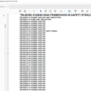 Tadano Crane TM-ZE260 41008401454A FRAME/HOOK-IN,SAFETY EYES(U) Parts Manual - PDF