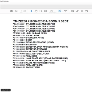 Tadano Crane TM-ZE260 41008402003A BOOM3 SECT. Parts Manual - PDF DOWNLOAD