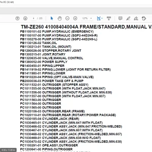 Tadano Crane TM-ZE260 41008404004A FRAME/STANDARD,MANUAL VALVE Parts Manual - PDF