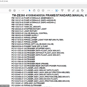 Tadano Crane TM-ZE260 41008404005A FRAME/STANDARD,MANUAL VALVE Parts Manual - PDF