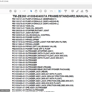 Tadano Crane TM-ZE260 41008404007A FRAMESTANDARD,MANUAL VALVE Parts Manual - PDF DOWNLOAD