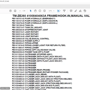 Tadano Crane TM-ZE260 41008404063A FRAME/HOOK-IN,MANUAL VALVE Parts Manual - PDF DOWNLOAD