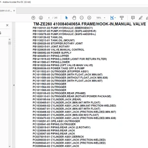 Tadano Crane TM-ZE260 41008404065A FRAME/HOOK-IN,MANUAL VALVE Parts Manual - PDF