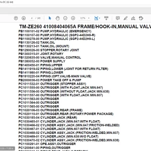 Tadano Crane TM-ZE260 41008404065A FRAME/HOOK-IN,MANUAL VALVE Parts Manual - PDF  DOWNLOAD