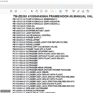 Tadano Crane TM-ZE260 41008404066A FRAME/HOOK-IN,MANUAL VALVE,WITH RJ Parts Manual - PDF