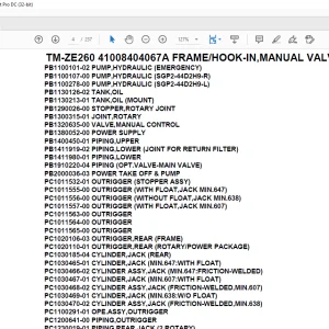 Tadano Crane TM-ZE260 41008404067A FRAME/HOOK-IN,MANUAL VALVE Parts Manual - PDF DOWNLOAD