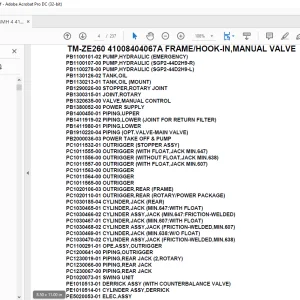 Tadano Crane TM-ZE260 41008404067A FRAME/HOOK-IN,MANUAL VALVE Parts Manual - PDF