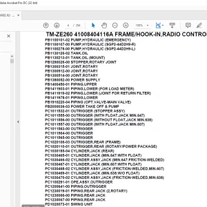 Tadano Crane TM-ZE260 41008404116A FRAME/HOOK-IN,RADIO CONTROL.Parts Manual - PDF