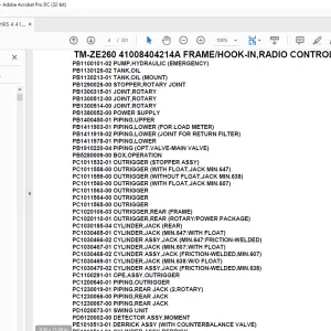 Tadano Crane TM-ZE260 41008404214A FRAME/HOOK-IN,RADIO CONTROL, Parts Manual - PDF