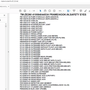 Tadano Crane TM-ZE260 41008404453A FRAME/HOOK-IN,SAFETY EYES Parts Manual - PDF